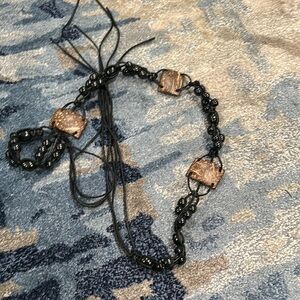 Chic Black Beaded Belt